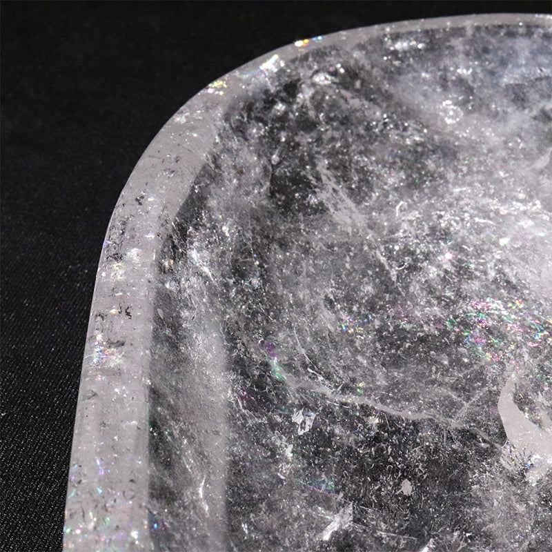水晶　お皿　約18～21×11～14×2.5cm [co-g3264]