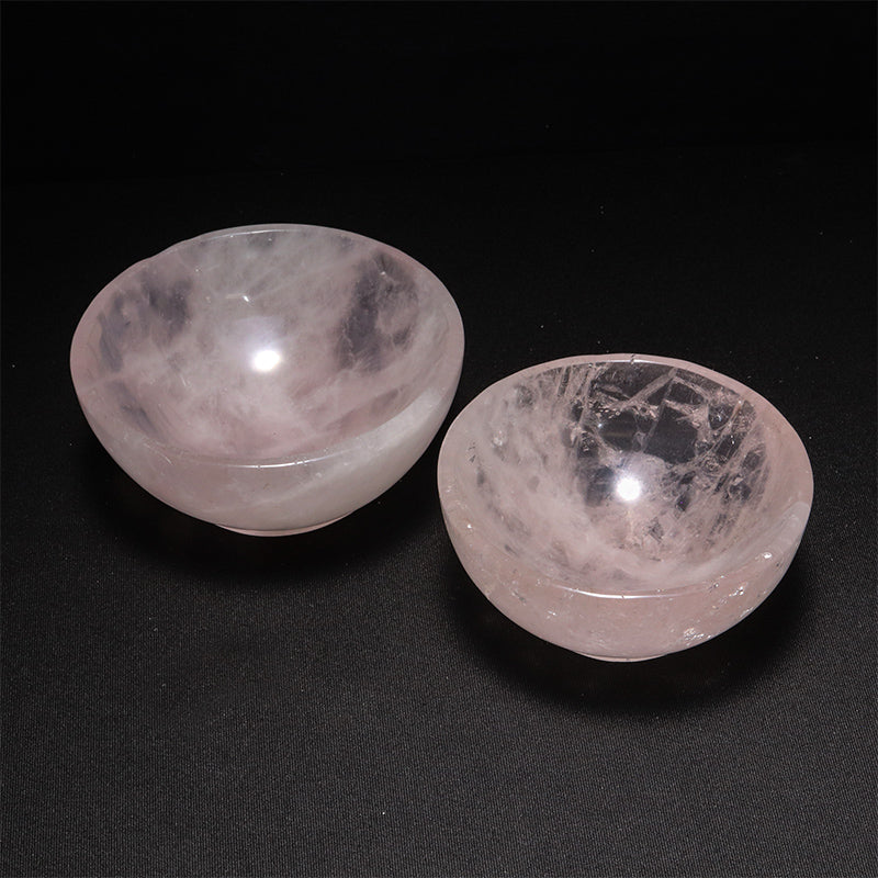 ローズクォーツ　お椀　約直径8.2～9.7×高さ3.9～4cm ランダム発送 [co-g3260]