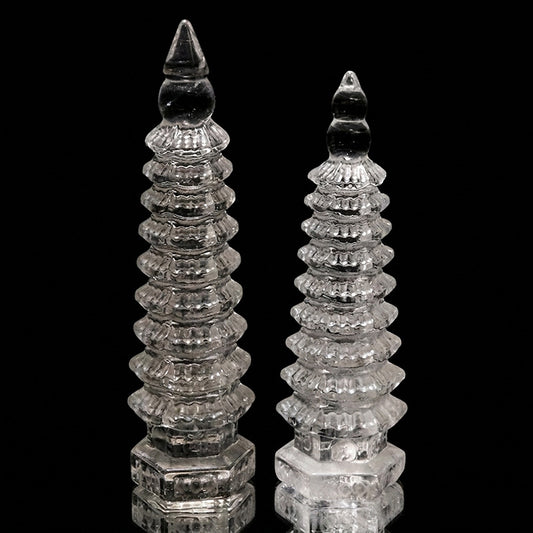 水晶＜ブラジル産＞文昌塔　彫り物　約横25～27×縦30×高95～108mm [co-g3375]