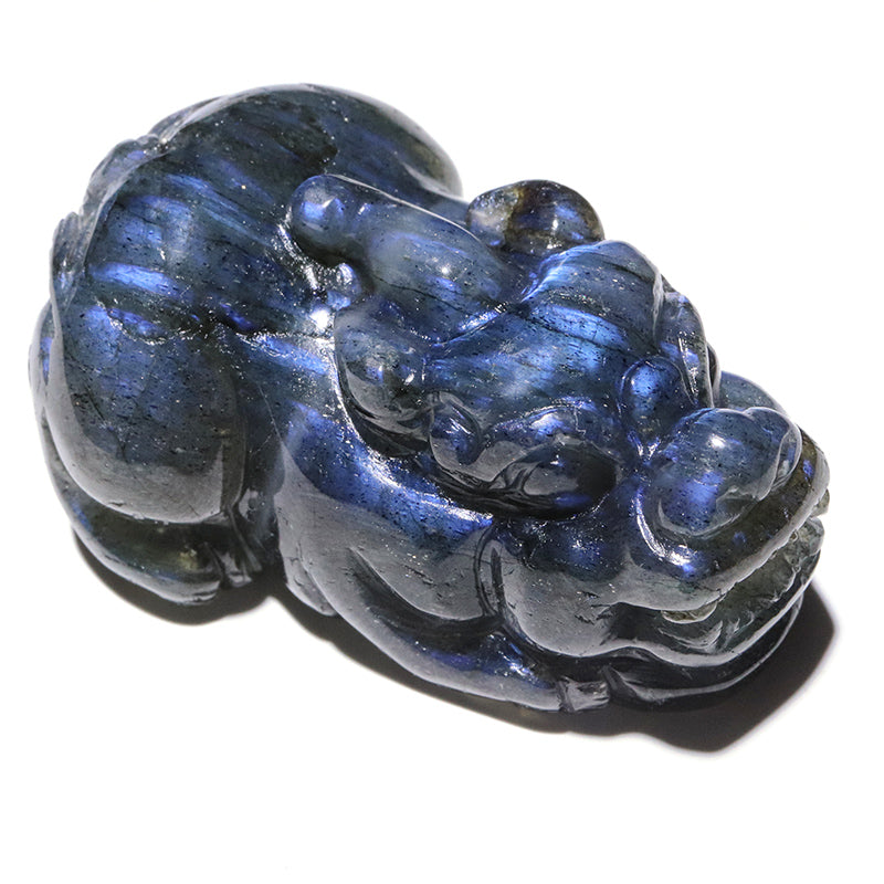 彫物　ラブラドライト＜マダガスカル産＞　ヒキュウ　ランダム発送　約3～6.3×約1.2～2.7cm [co-g3248]