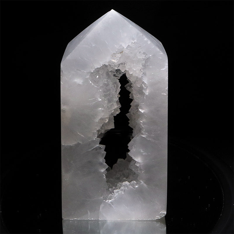 置物　水晶ジオード＜モロッコ産＞　四角柱　約6～9×約2.5～6cm×約17～19cm [co-g3273]