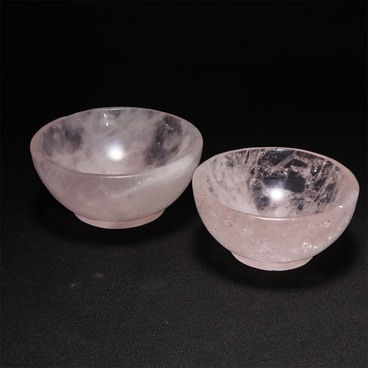 ローズクォーツ　お椀　約直径8.2～9.7×高さ3.9～4cm ランダム発送 [co-g3260]