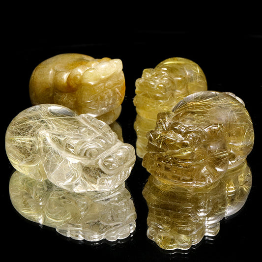 彫り物　ゴールドルチル＜ブラジル産＞　ヒキュウ　約横19～28×縦31～43×高16～21mm [co-g3341]