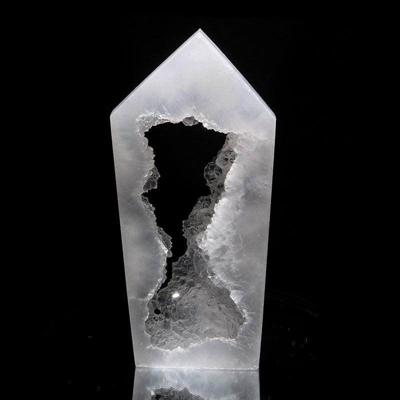 置物　水晶ジオード＜モロッコ産＞　四角柱　約6～9×約2.5～6cm×約17～19cm [co-g3273]
