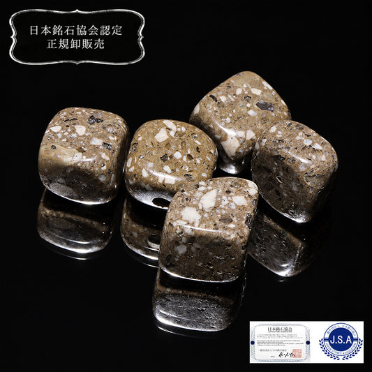 【日本銘石】本丹波石＜兵庫産＞5個入り　角ビーズ [co-g3523]