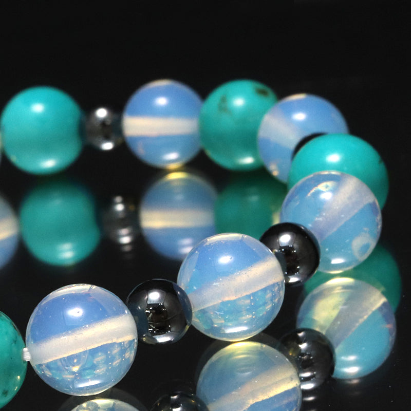 【割引不可】特価デザインブレス　染ターコイズ×合成オパール　ランダム発送  [co-g1890]