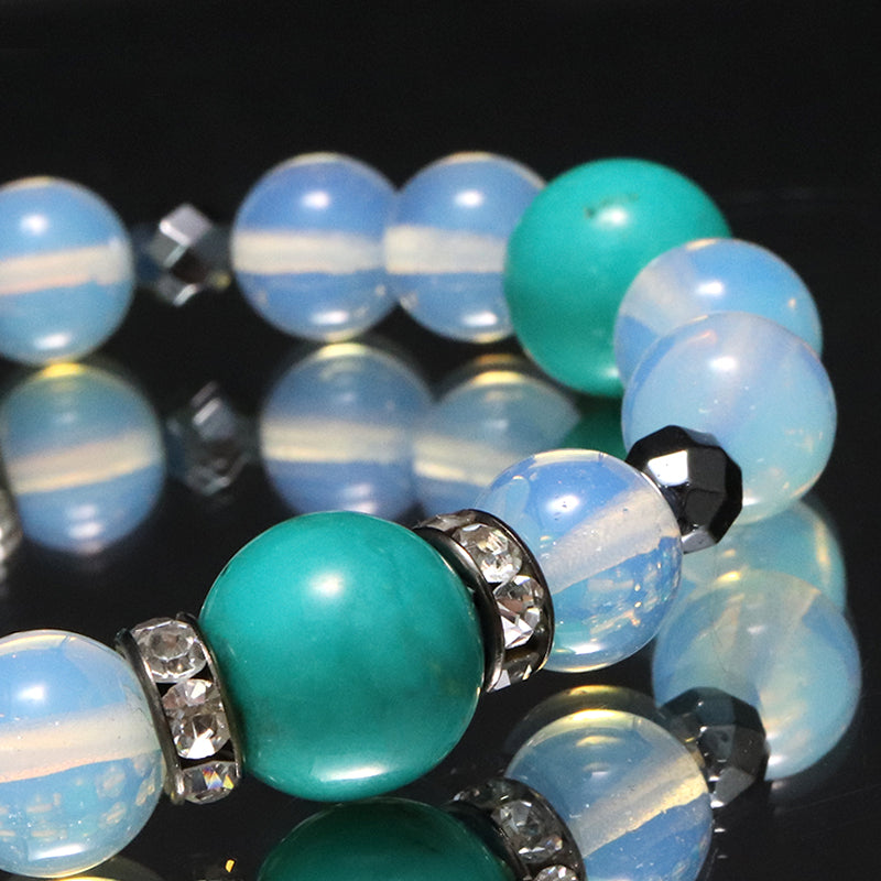 【割引不可】特価デザインブレス　染ターコイズ×合成オパール　ランダム発送  [co-g1890]