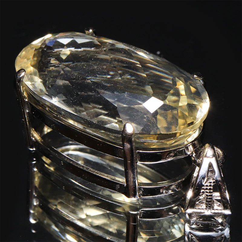 シトリン＜ブラジル産＞　オーバルカット　約14.5×25mm　Silver925　シルバー　ペンダントトップ [co-g3086]