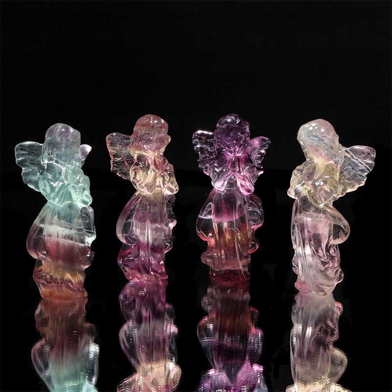 置物　フローライト　天使　約6cm  [co-g2788]
