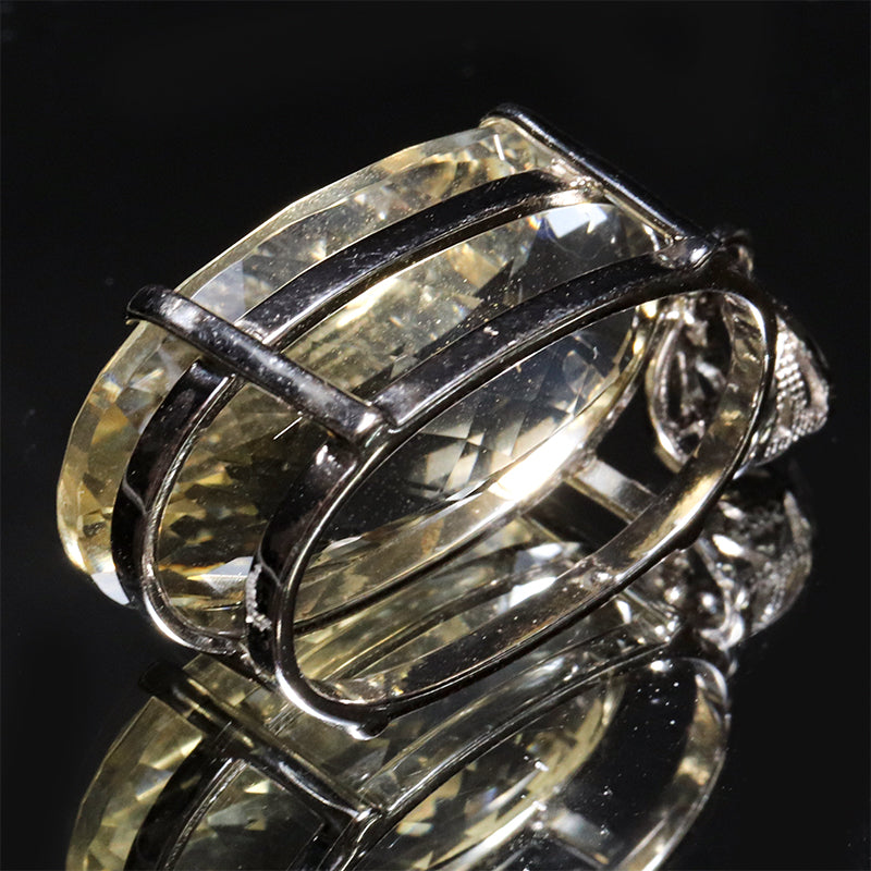 シトリン＜ブラジル産＞　オーバルカット　約14.5×25mm　Silver925　シルバー　ペンダントトップ [co-g3086]