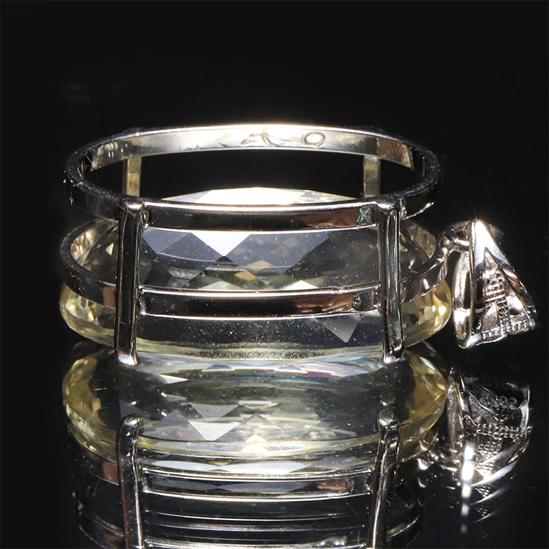 シトリン＜ブラジル産＞　オーバルカット　約14.5×25mm　Silver925　シルバー　ペンダントトップ [co-g3086]