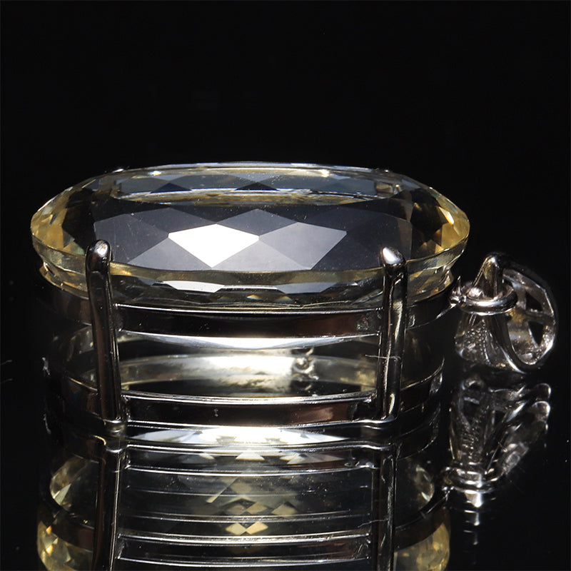 シトリン＜ブラジル産＞　オーバルカット　約14.5×25mm　Silver925　シルバー　ペンダントトップ [co-g3086]