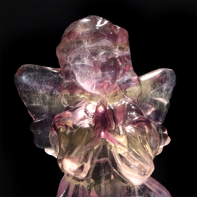 置物　フローライト　天使　約6cm  [co-g2788]