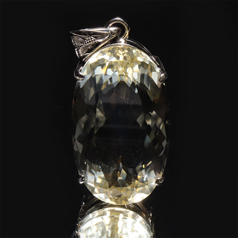 シトリン＜ブラジル産＞　オーバルカット　約14.5×25mm　Silver925　シルバー　ペンダントトップ [co-g3086]