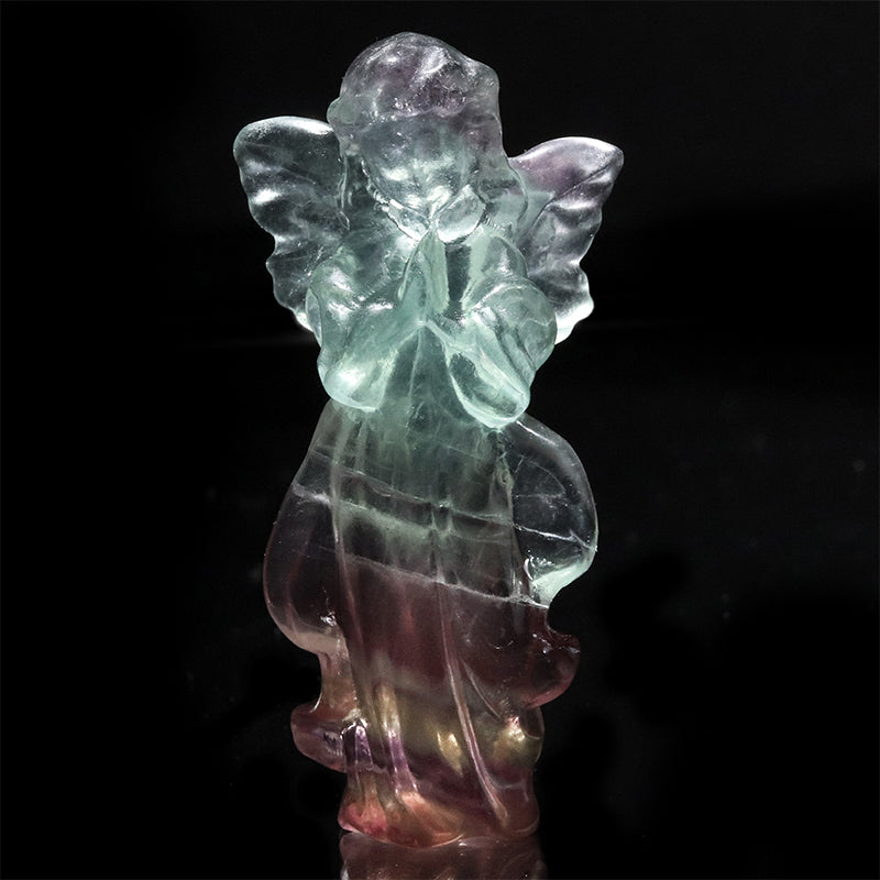 置物　フローライト　天使　約6cm  [co-g2788]