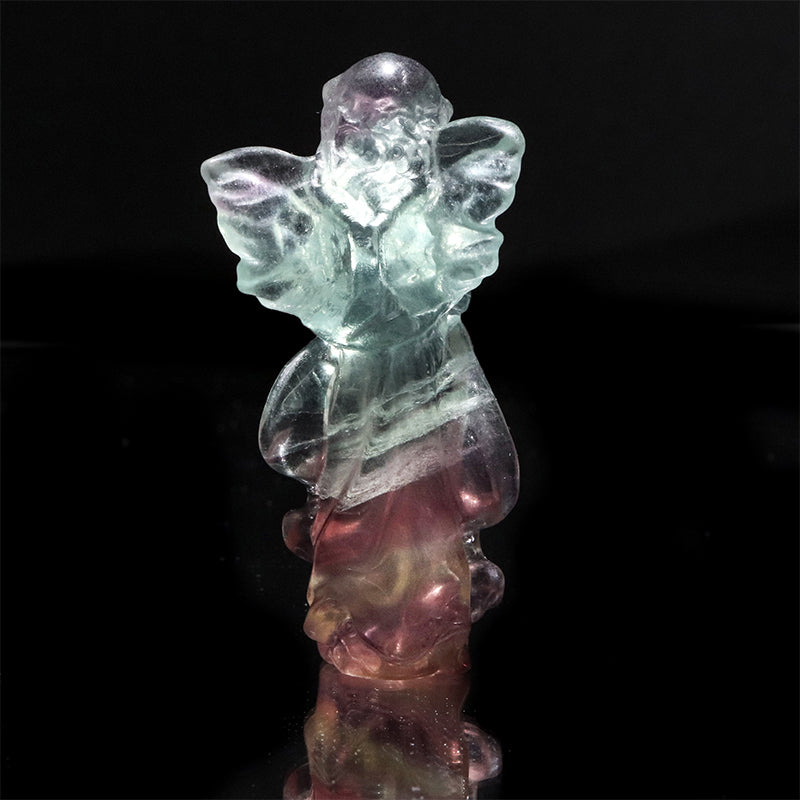 置物　フローライト　天使　約6cm  [co-g2788]