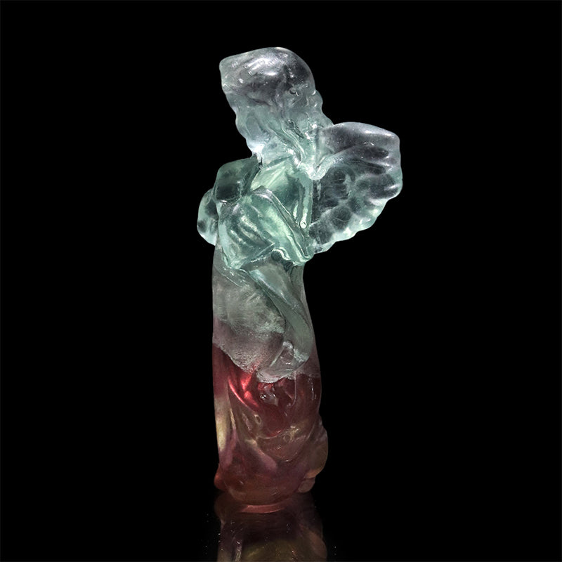 置物　フローライト　天使　約6cm  [co-g2788]