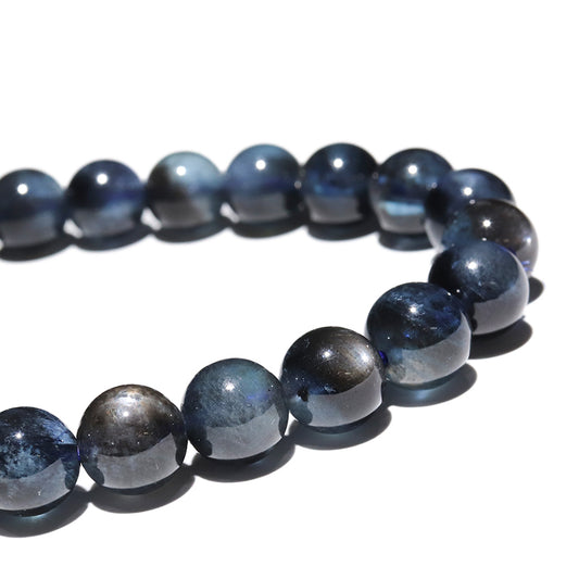 ブラックシラーアクアマリン＜ブラジル産＞ ブレス　丸 [co-g2942]