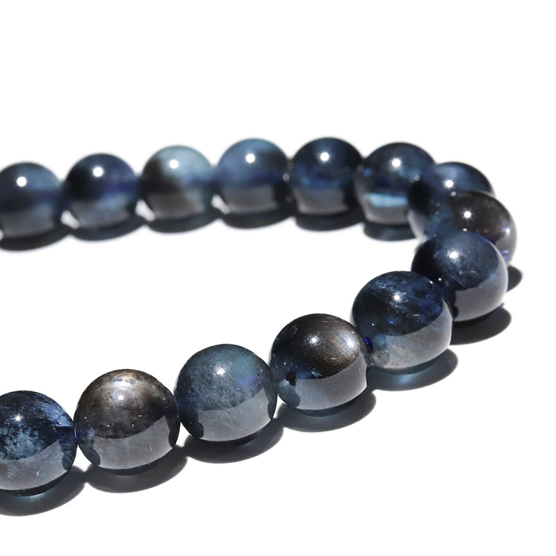ブラックシラーアクアマリン＜ブラジル産＞ ブレス　丸 [co-g2942]