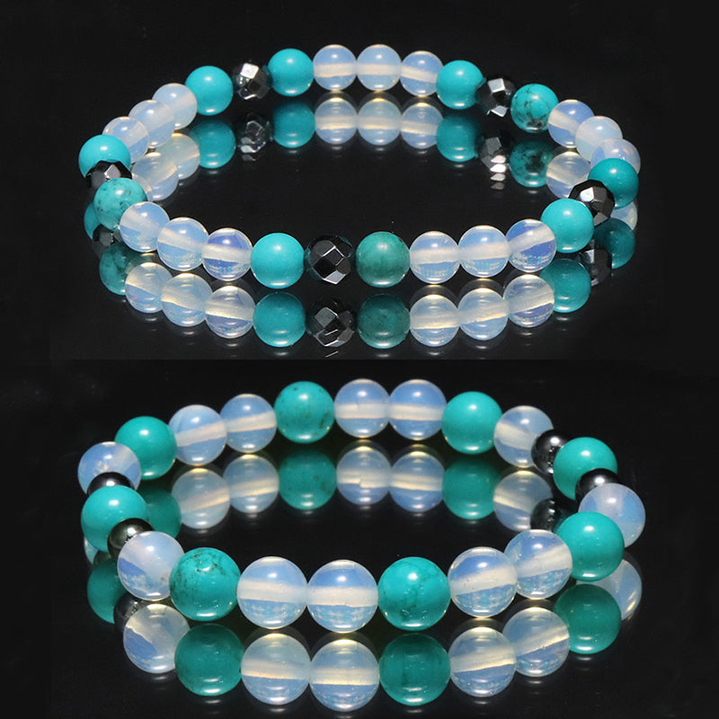 【割引不可】特価デザインブレス　染ターコイズ×合成オパール　ランダム発送  [co-g1890]