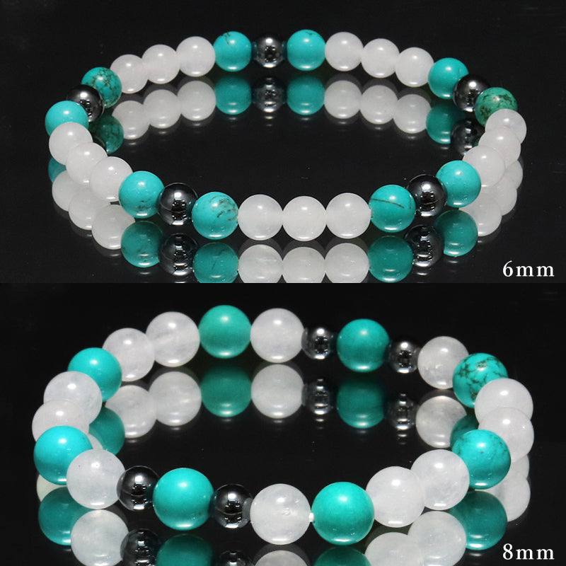 【割引不可】特価デザインブレス　染ターコイズ×クォーツァイト×ヘマタイト　ランダム発送  [co-g1877]