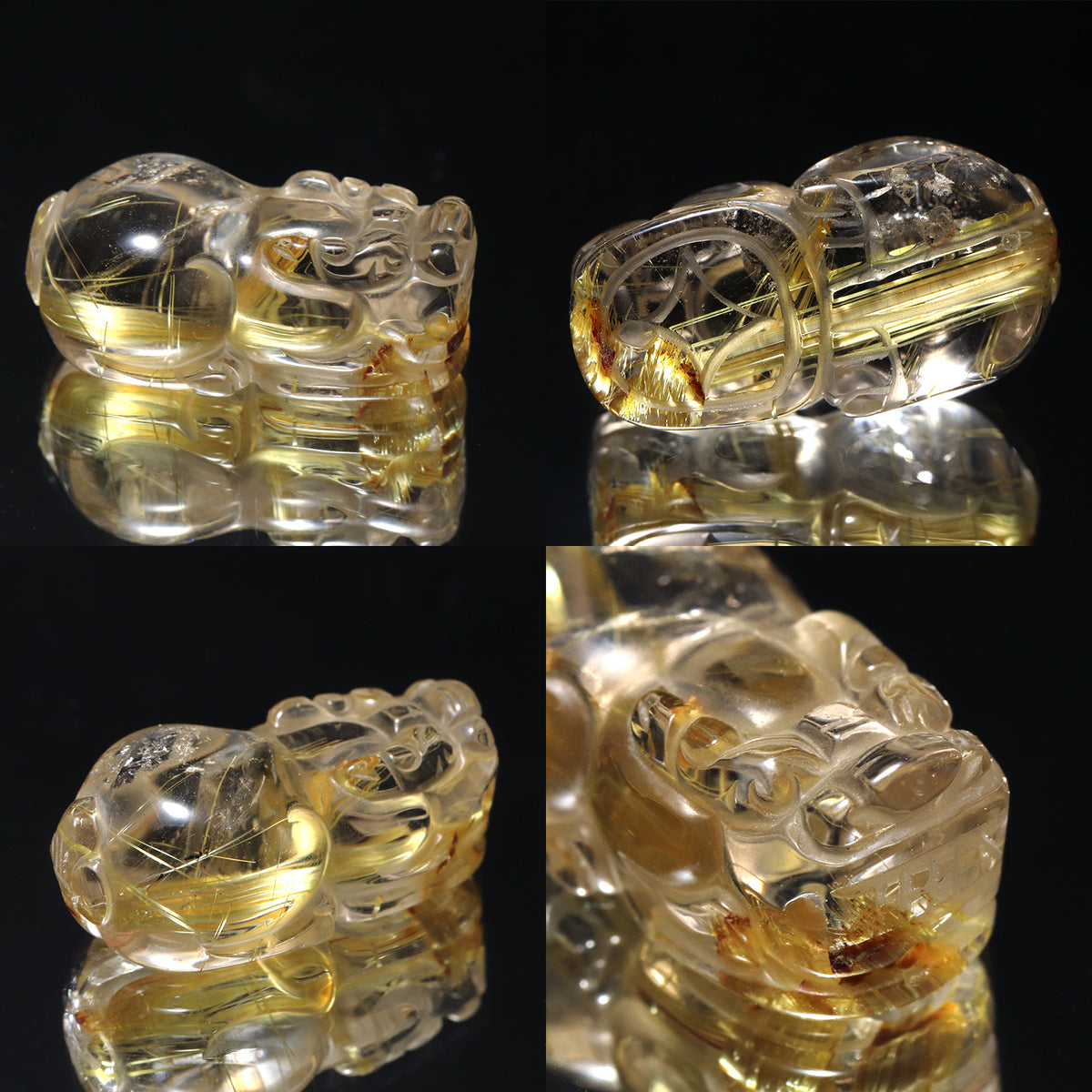 彫り物　タイチンルチル＜ブラジル産＞　ヒキュウ　約13.3～22.2×約24.3～38.2×約10.2～17.1mm [co-g3284]
