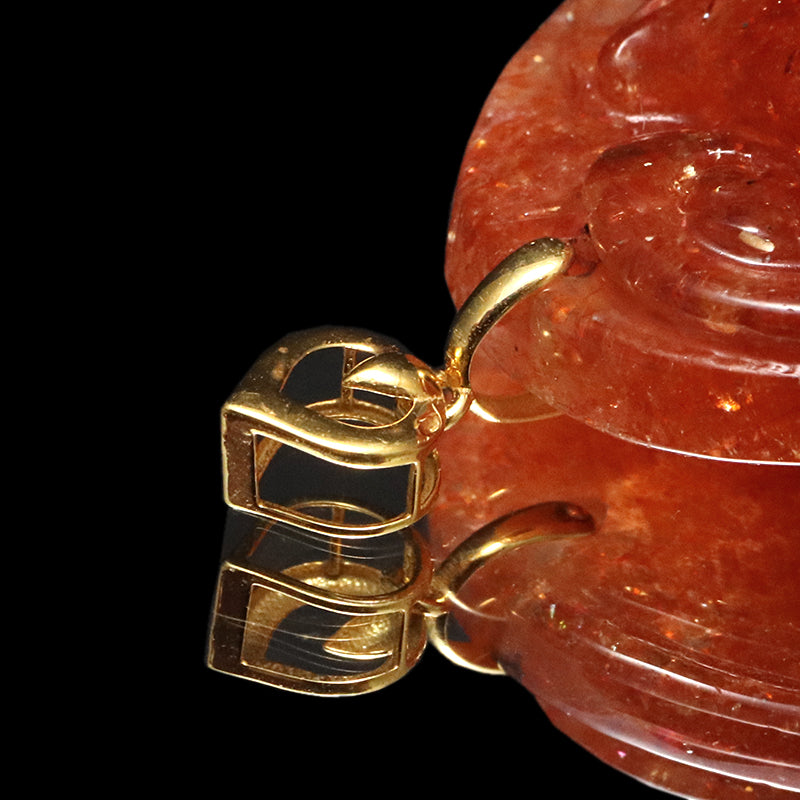 ペンダントトップ　サンストーン＜タンザニア産＞　九尾の狐　K18 ゴールド  [co-g2071]