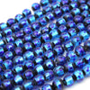 Glass beads string, firefly glass, non-luminous version, blue, round [st-g0067]