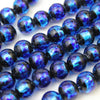 Glass beads string, firefly glass, non-luminous version, blue, round [st-g0067]