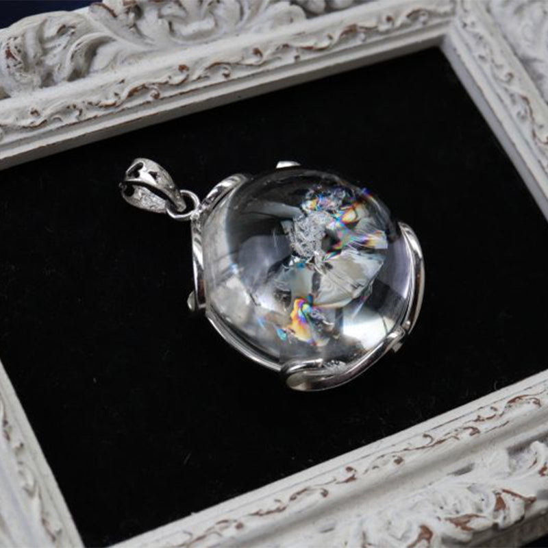 ペンダントトップ　アイリスクォーツ　虹入り水晶　シルバー [co-g1770]