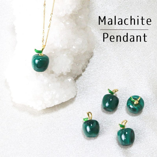 ペンダントトップ　マラカイトリンゴ　 コンゴ共和国産  [ac-g0277]