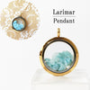 [20% off Aquarius Zodiac Stone until January 19th (automatic discount at checkout)] Larimar Pebbles Pendant Top, Stainless Steel [ac-g0213]