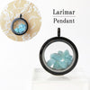 [20% off Aquarius Zodiac Stone until January 19th (automatic discount at checkout)] Larimar Pebbles Pendant Top, Stainless Steel [ac-g0213]
