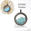 [20% off Aquarius Zodiac Stone until January 19th (automatic discount at checkout)] Larimar Pebbles Pendant Top, Stainless Steel [ac-g0213]