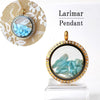[20% off Aquarius Zodiac Stone until January 19th (automatic discount at checkout)] Larimar Pebbles Pendant Top, Stainless Steel [ac-g0213]