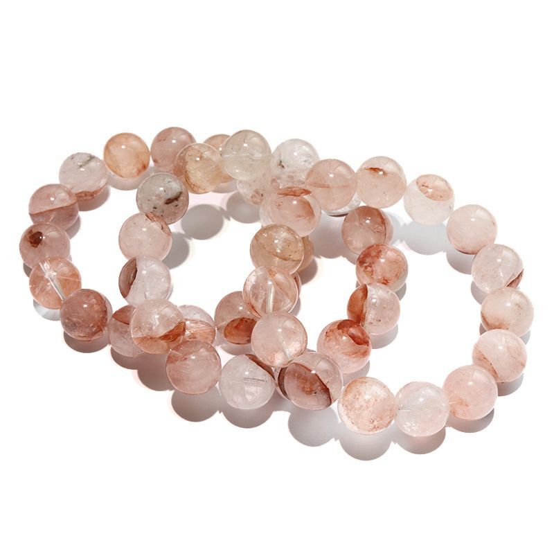 ブレス　マニカラン水晶＜ヒマラヤ産＞　AAランク　ピンク　丸  [br-g0182]