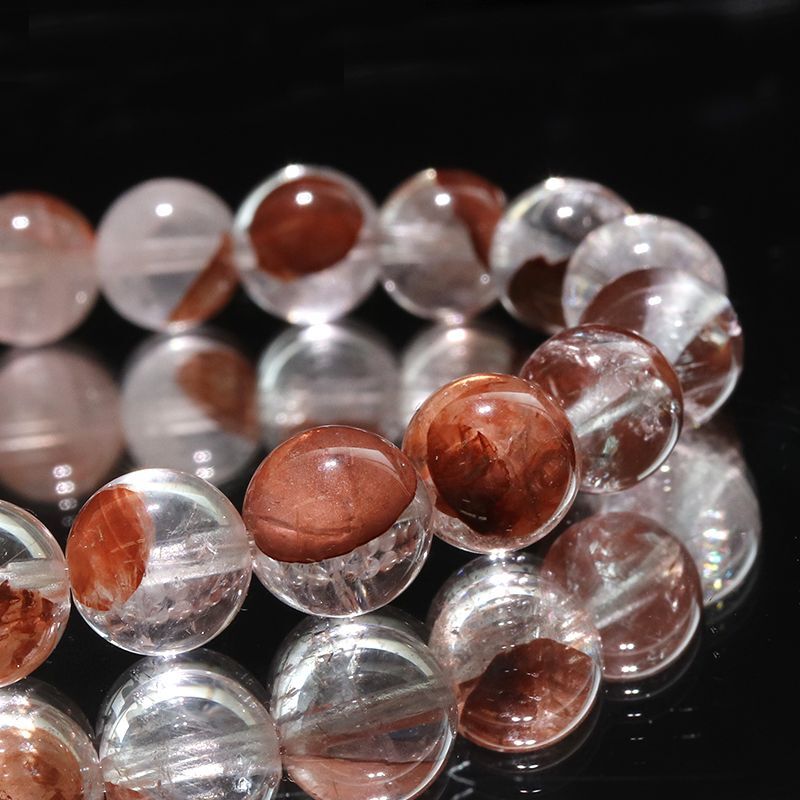 ブレス　マニカラン水晶＜ヒマラヤ産＞　AAランク　赤　丸  [br-g0183]