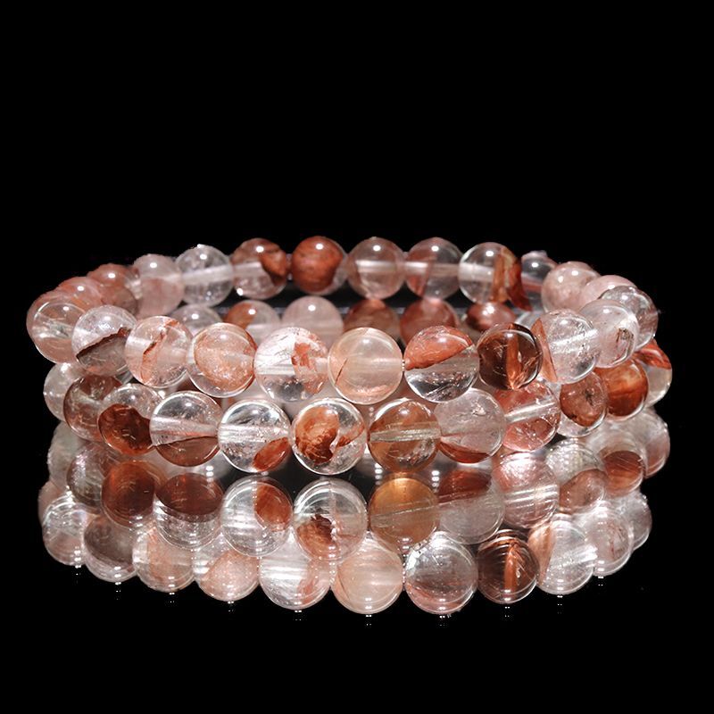 ブレス　マニカラン水晶＜ヒマラヤ産＞　AAランク　赤　丸  [br-g0183]