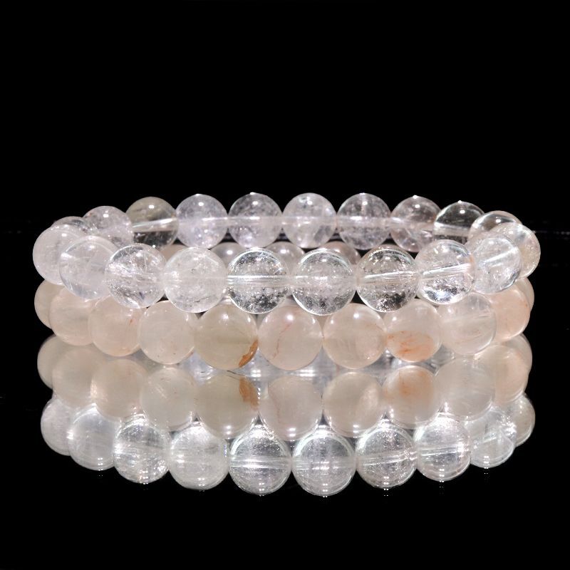 ブレス　マニカラン水晶＜ヒマラヤ産＞　AAランク　薄ピンク　丸  [br-g0184]