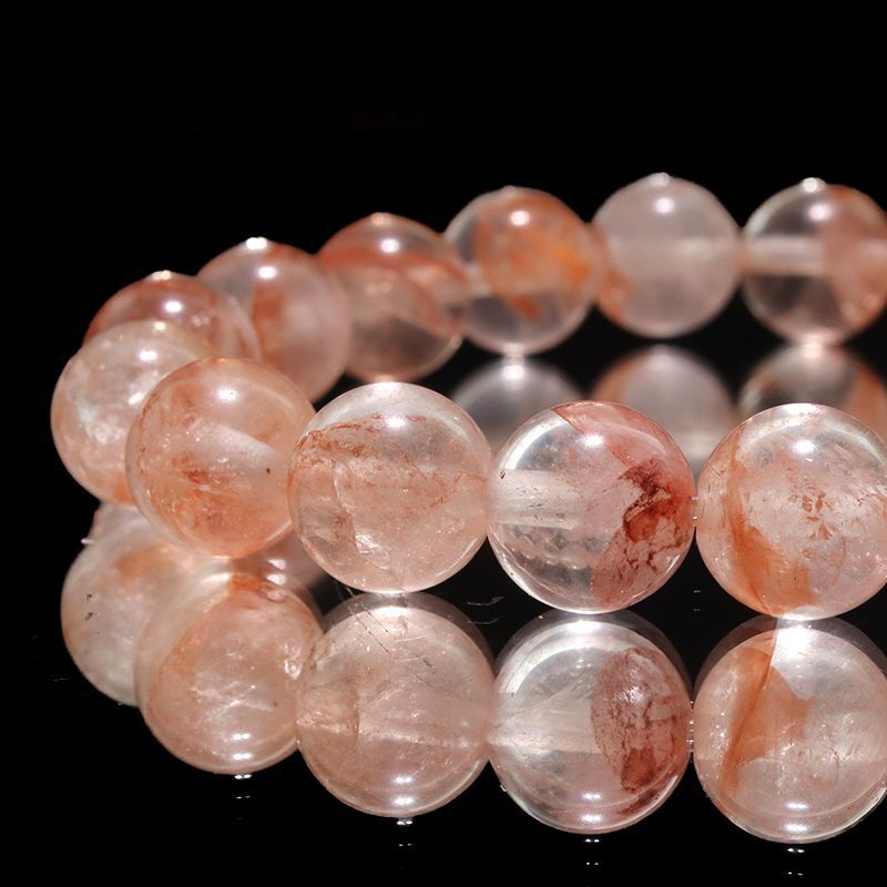 ブレス　マニカラン水晶＜ヒマラヤ産＞　AAランク　ピンク　丸  [br-g0182]