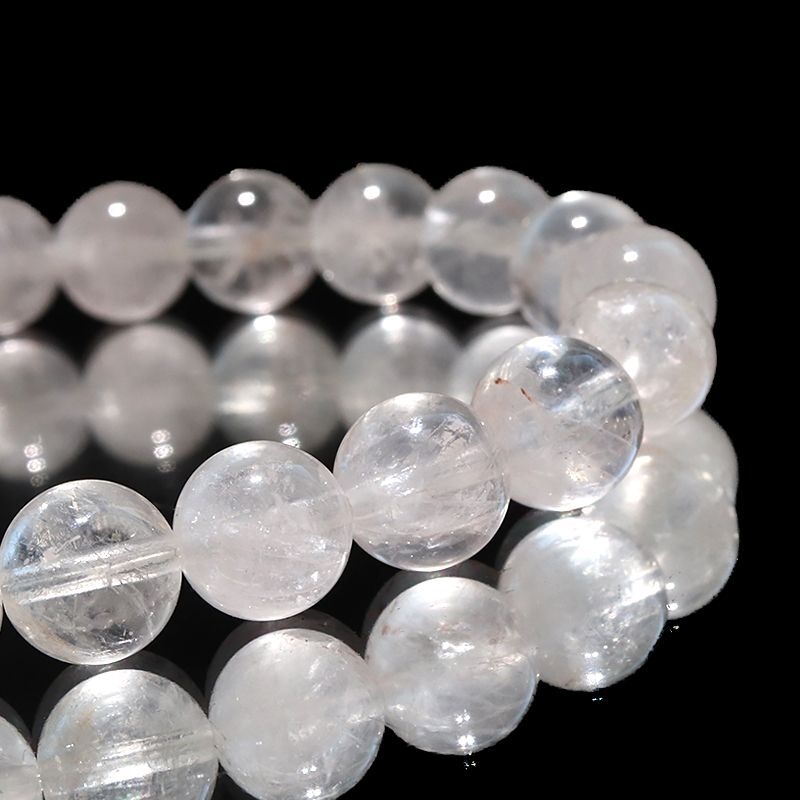 ブレス　マニカラン水晶＜ヒマラヤ産＞　AAランク　薄ピンク　丸  [br-g0184]