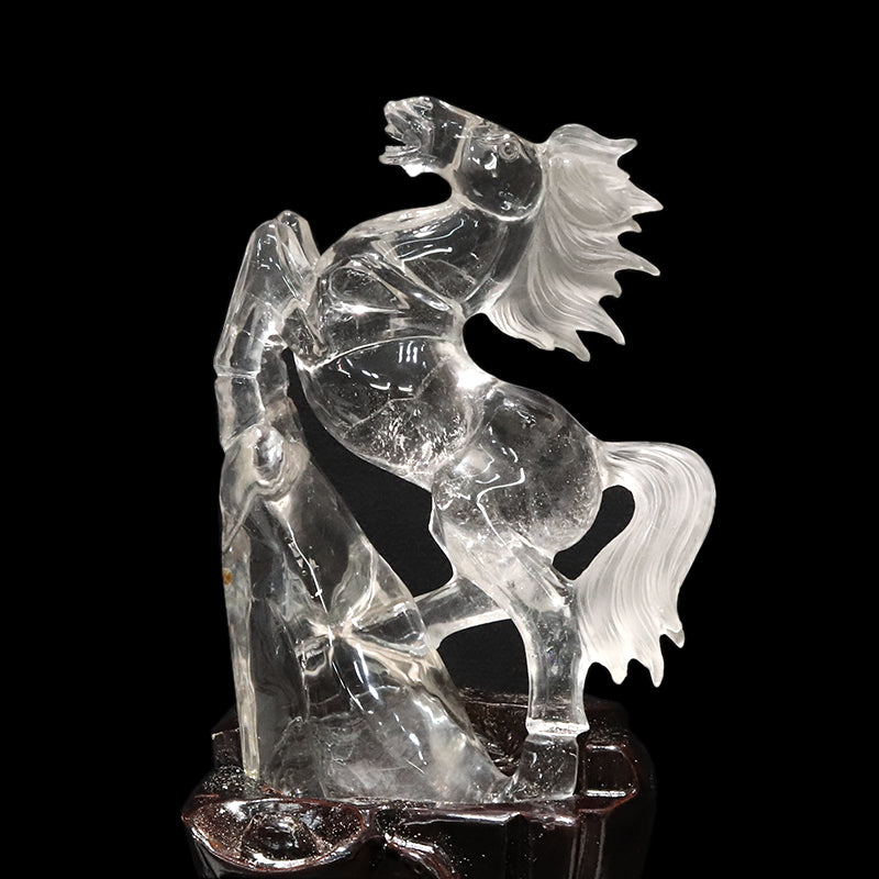 【動画】【一点物】彫り物　水晶　馬　ブラジル産　干支　午　台付き  [co-g1718]