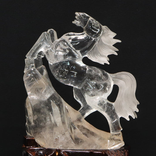 【動画】【一点物】彫り物　水晶　馬　ブラジル産　干支　午　台付き  [co-g1719]
