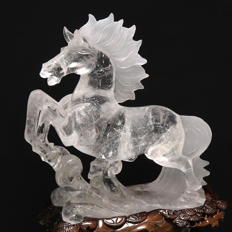 【動画】【一点物】彫り物　水晶　馬　ブラジル産　干支　午　台付き　専用ケース付き  [co-g1721]