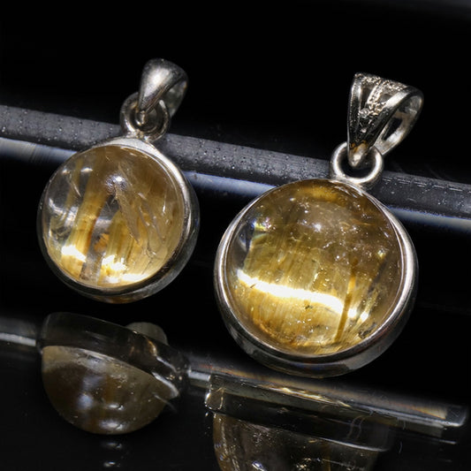 タイチンルチルキャッツアイ＜ブラジル産＞　約4～6ct　ラウンド型　Sliver925　ペンダントトップ　シルバーカラー　 [co-g3314]