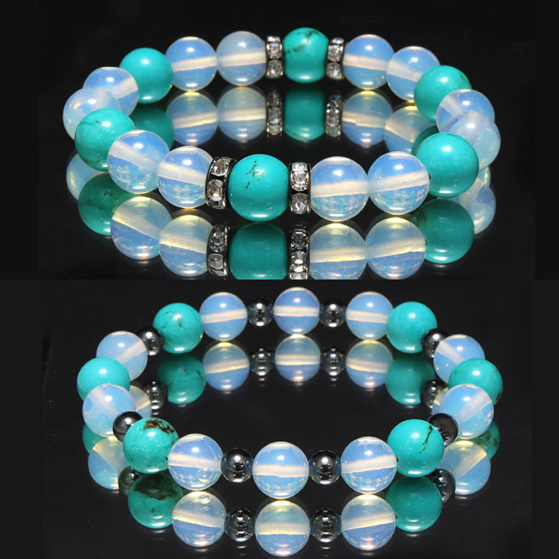 【割引不可】特価デザインブレス　染ターコイズ×合成オパール　ランダム発送  [co-g1890]