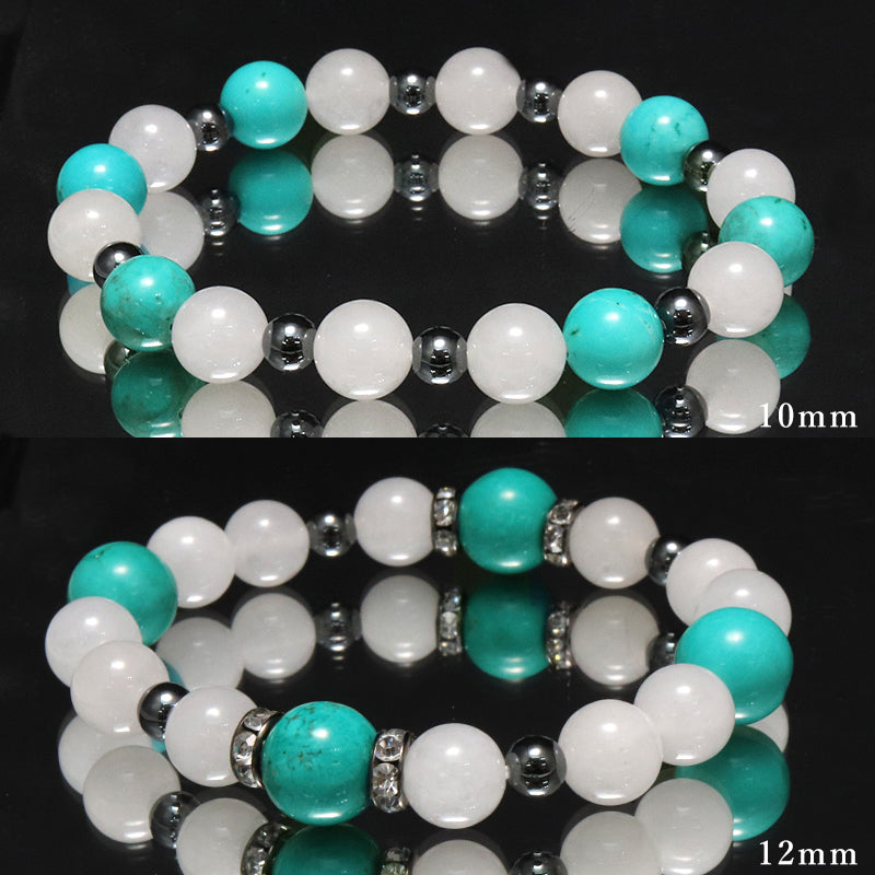 【割引不可】特価デザインブレス　染ターコイズ×クォーツァイト×ヘマタイト　ランダム発送  [co-g1877]