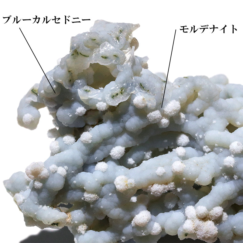 ブルーカルセドニー＆モルデナイト＜インド産＞　共生　原石　約3～5cm　ランダム発送  [co-g2884]