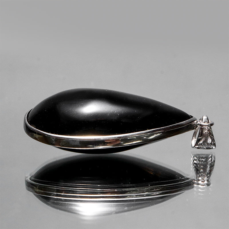 モリオン＜チベット産＞　ドロップ型　約23～30×35～40mm　Silver925　シルバー  [co-g2710]