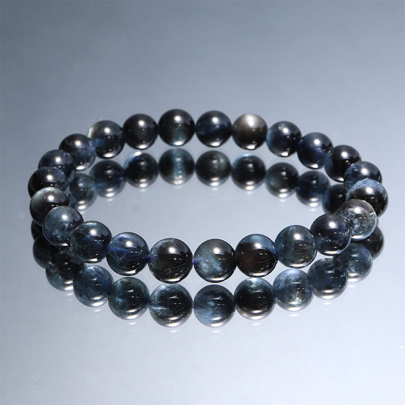 ブラックシラーアクアマリン＜ブラジル産＞ ブレス　丸 [co-g2942]